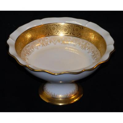 Limoges Porcelain Cup, Double Incrustation Gold, Malevergne Workshops.