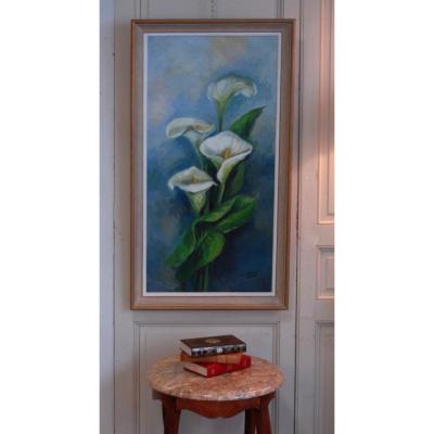 Painting, Oil On Canvas Painting, Bouquet Of Flowers, Signed Clavaud.