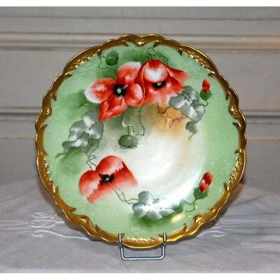 Decorative Plate, Porcelain Limoges, Hand Painted.