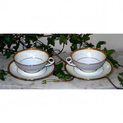 Pair Of Porcelain Cups Of Limoges.
