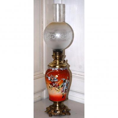 Porcelain Vase From Japan Mounted In Oil Lamp, Nineteenth.