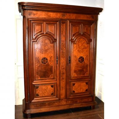 Cabinet Louis XIV In Walnut And Marquetry, Early Eighteenth.