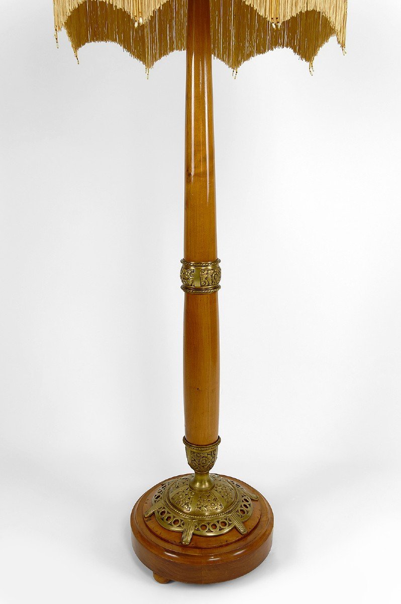 Art Nouveau Floor Lamp In Cherry By Paul Follot, Circa 1920-photo-3