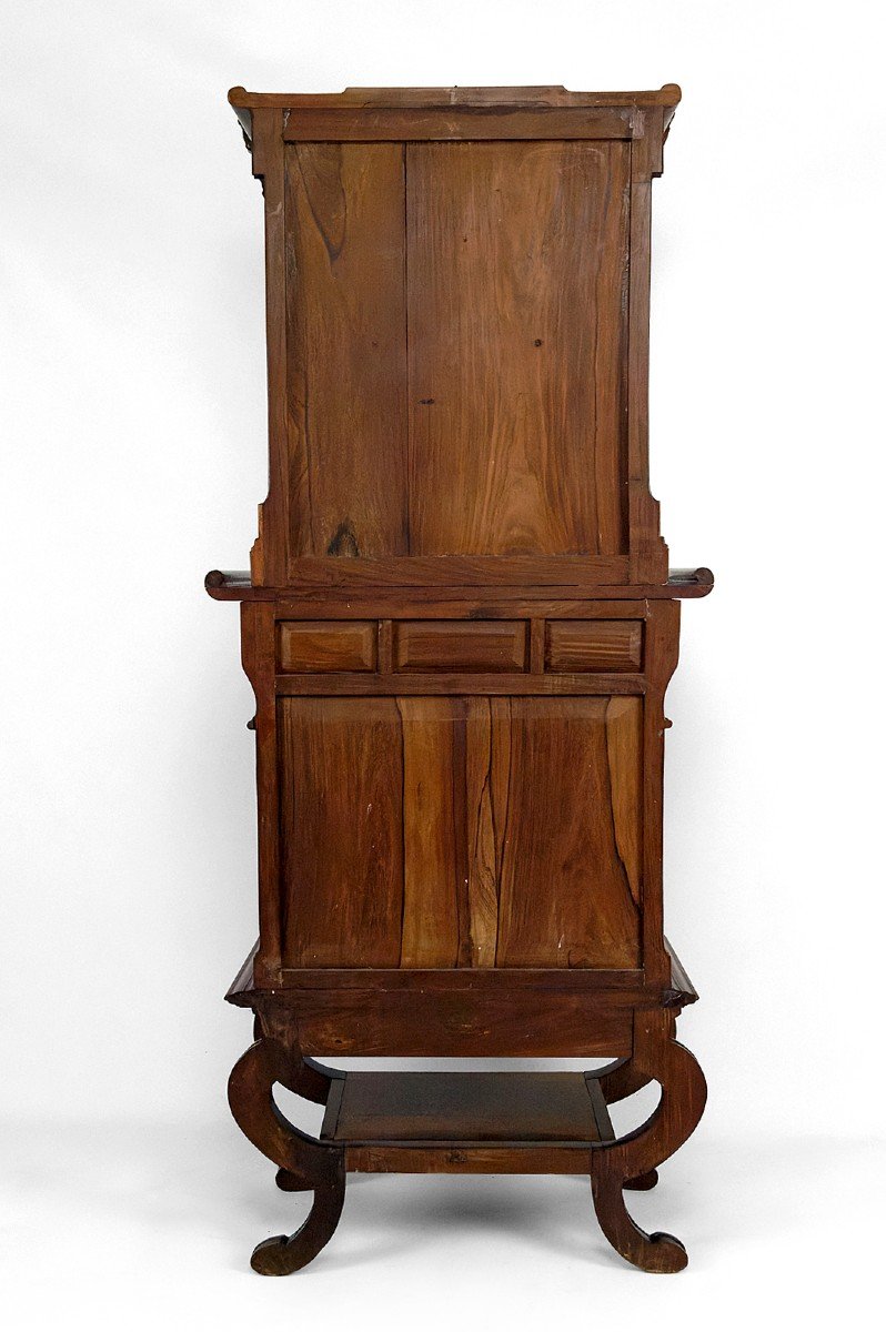 Important Asian Cabinet In Carved Wood, Vietnam Or China, Circa 1880-photo-3