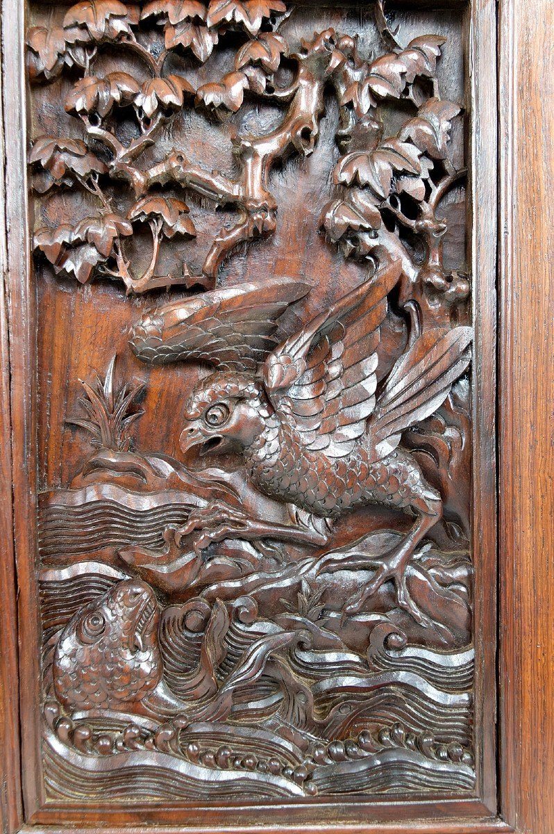 Important Asian Cabinet In Carved Wood, Vietnam Or China, Circa 1880-photo-4