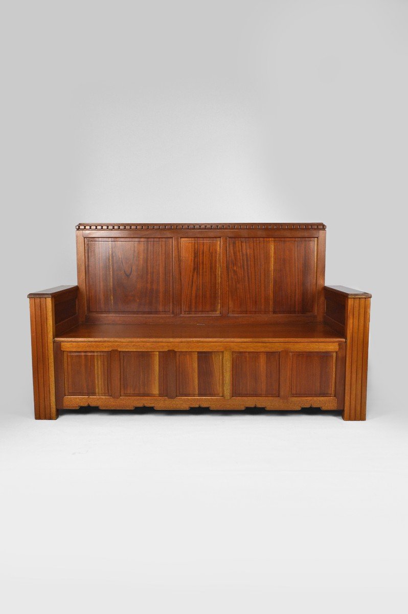 Art Deco Mahogany Safe Bench By Clément Goyeneche