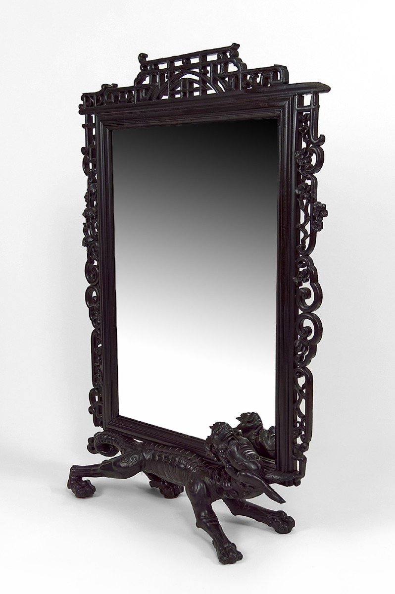 Japanese Style Viardot Mirror With Dragon, Circa 1880-photo-2