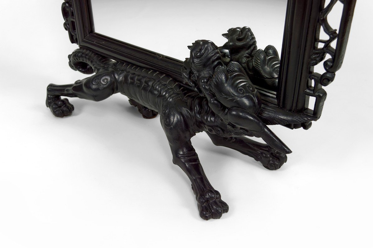 Japanese Style Viardot Mirror With Dragon, Circa 1880-photo-4