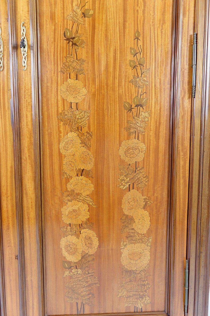 Art Nouveau Inlaid Mahogany Cabinet, France, Circa 1900-photo-3