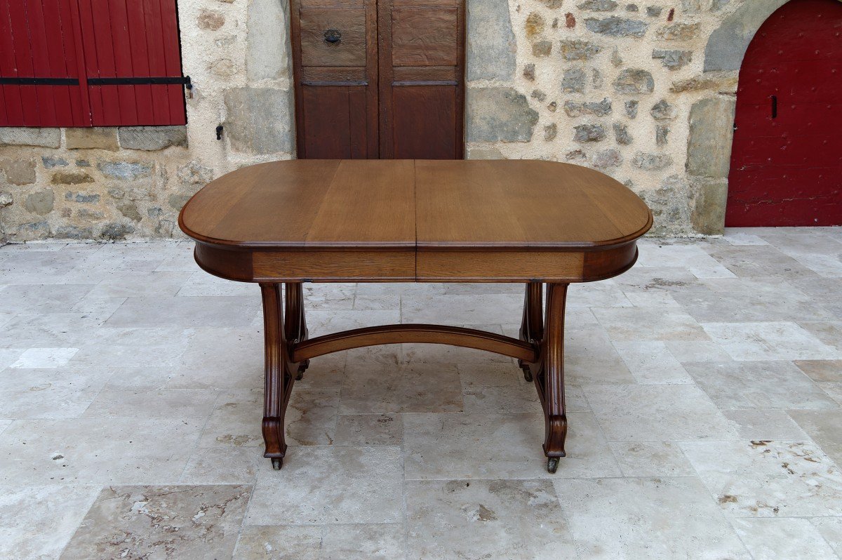 Dining Room Table By Maison Krieger, Art Nouveau, Circa 1900, In Solid Oak-photo-2