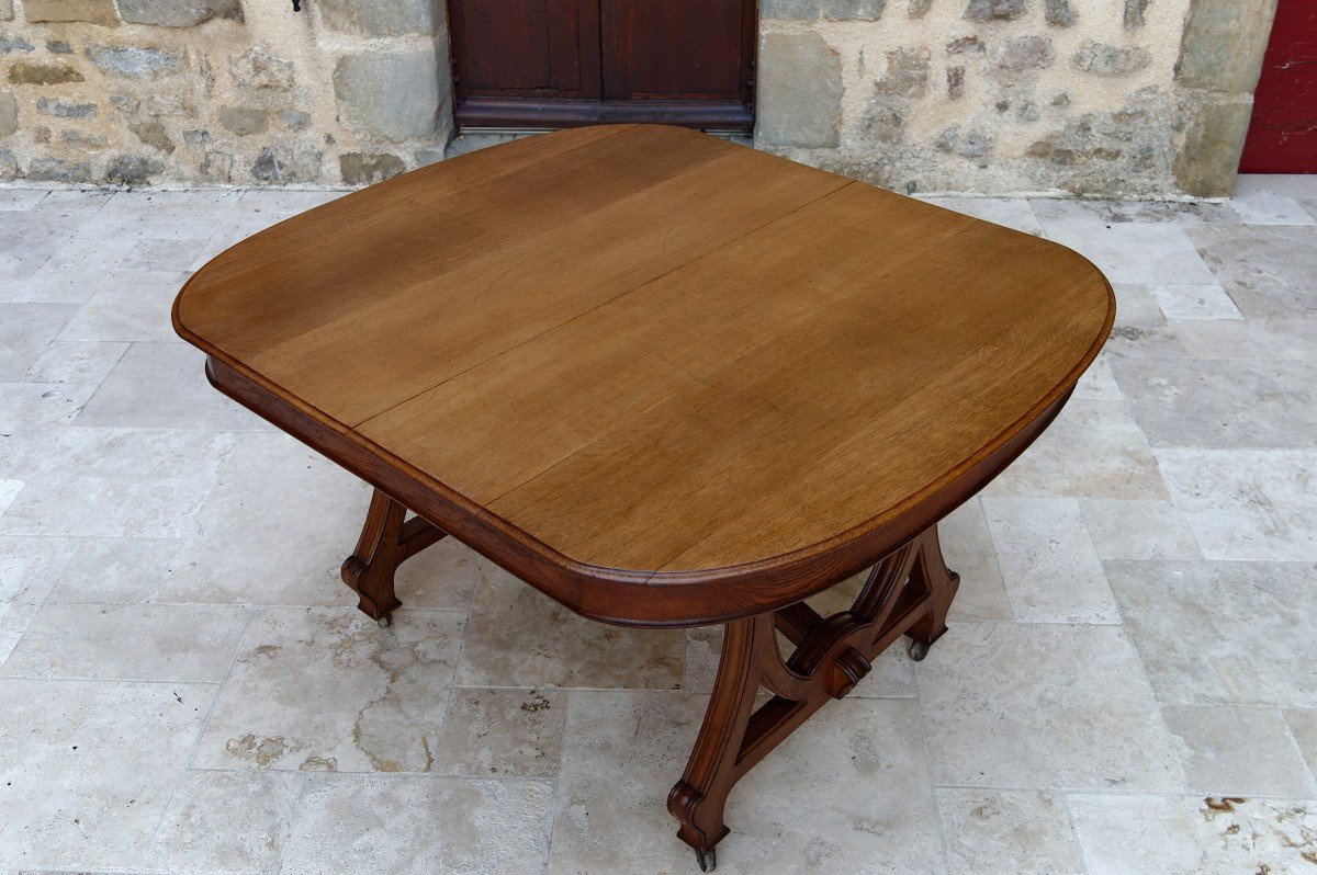 Dining Room Table By Maison Krieger, Art Nouveau, Circa 1900, In Solid Oak-photo-3