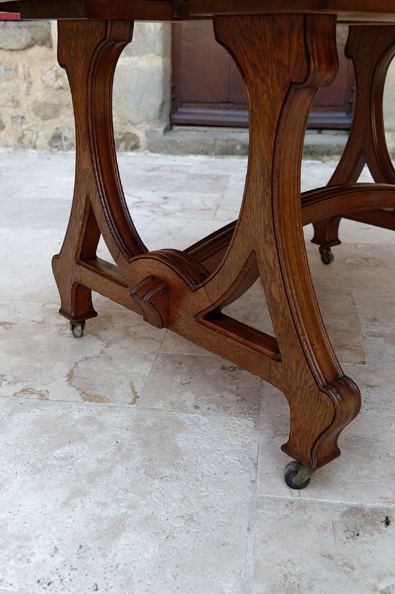 Dining Room Table By Maison Krieger, Art Nouveau, Circa 1900, In Solid Oak-photo-5