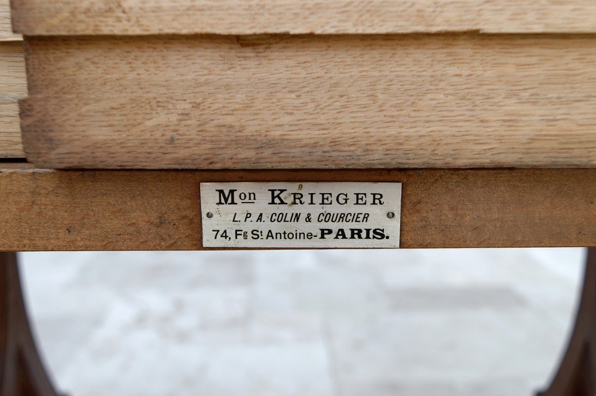 Dining Room Table By Maison Krieger, Art Nouveau, Circa 1900, In Solid Oak-photo-6