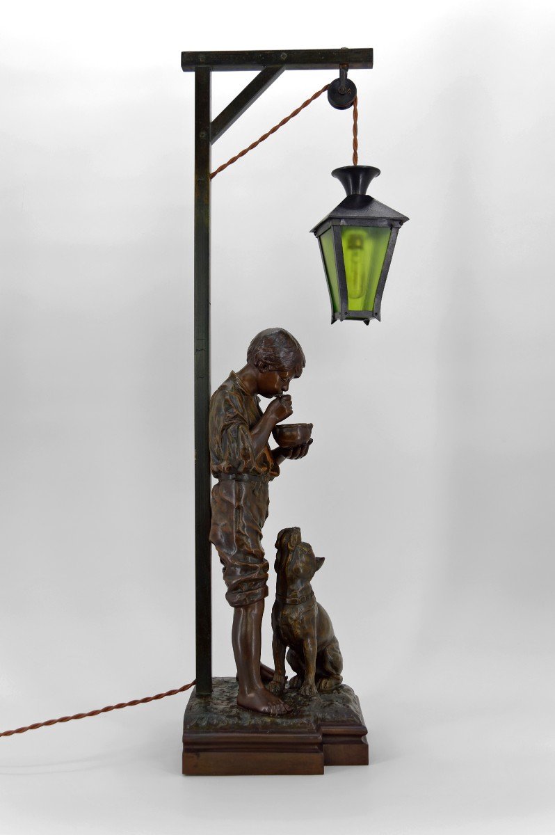 “la Bonne Soupe” Lamp By Victor Rousseau, Art Nouveau, Circa 1900-photo-2