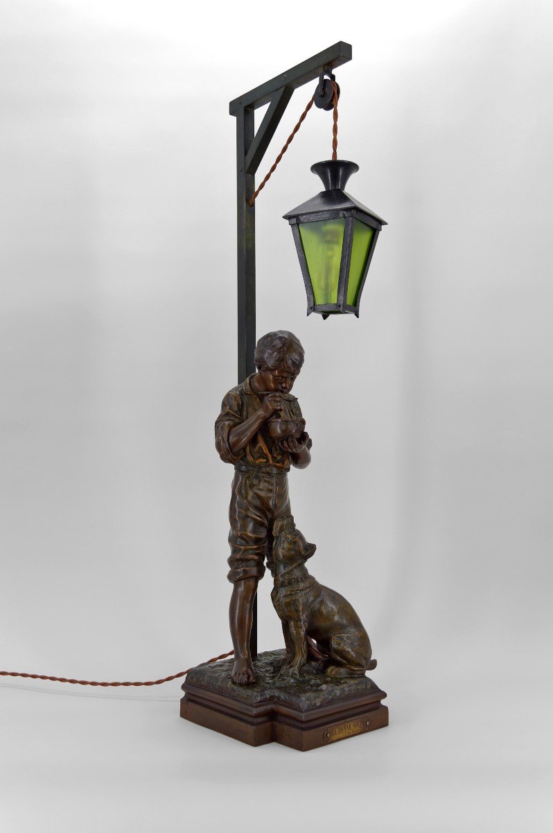 “la Bonne Soupe” Lamp By Victor Rousseau, Art Nouveau, Circa 1900-photo-4