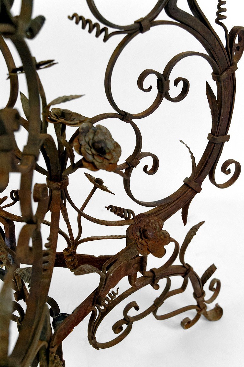 Wrought Iron Pedestal Table / Side Table And Marble Top, Venice, Italy, 17th-18th Century-photo-2