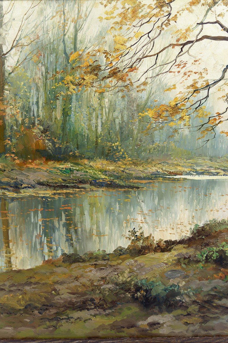 Paysage d'Automne, Peinture Impressionniste Par Kees Terlouw, France, Circa 1910-photo-3