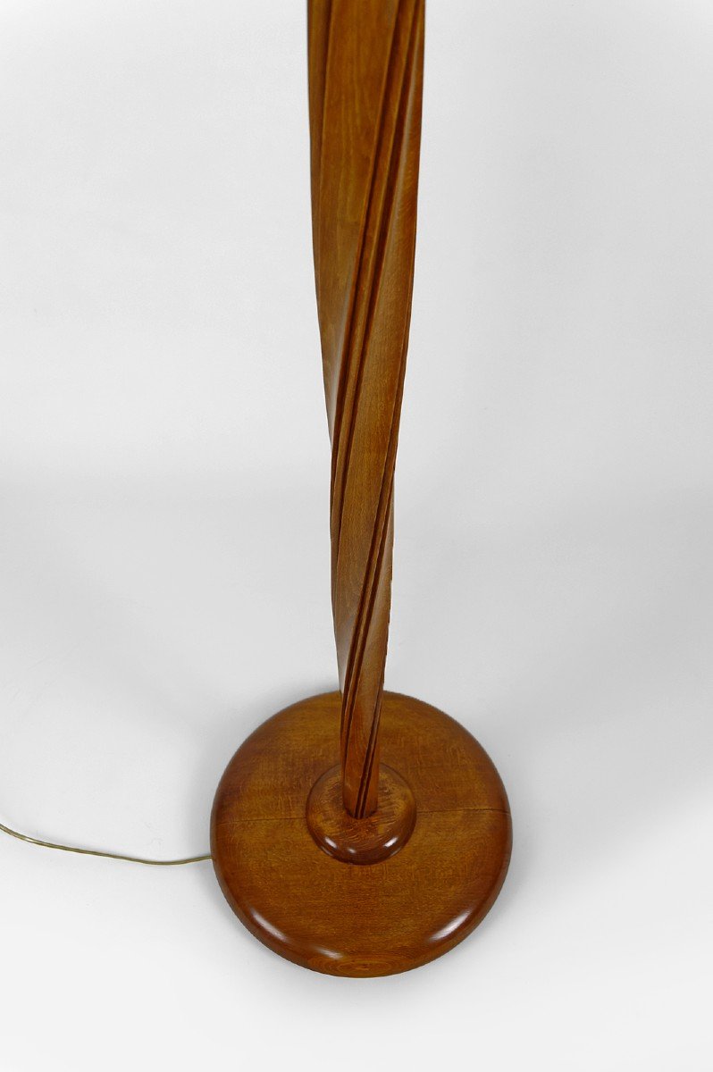 Art Deco Helical Floor Lamp With Opaline, France, Circa 1930-photo-3