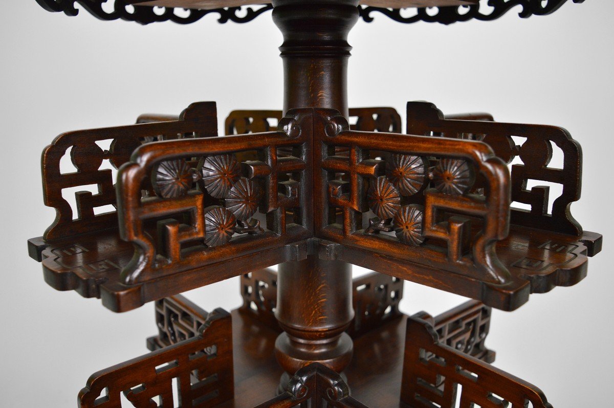 Pedestal Table / Japanese Rotating Bookcase Attributed To Gabriel Viardot, Circa 1880-photo-2