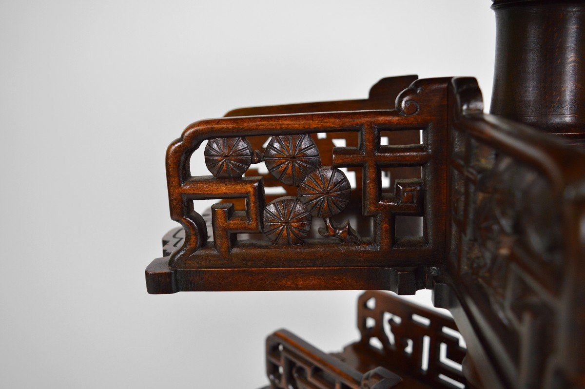 Pedestal Table / Japanese Rotating Bookcase Attributed To Gabriel Viardot, Circa 1880-photo-5