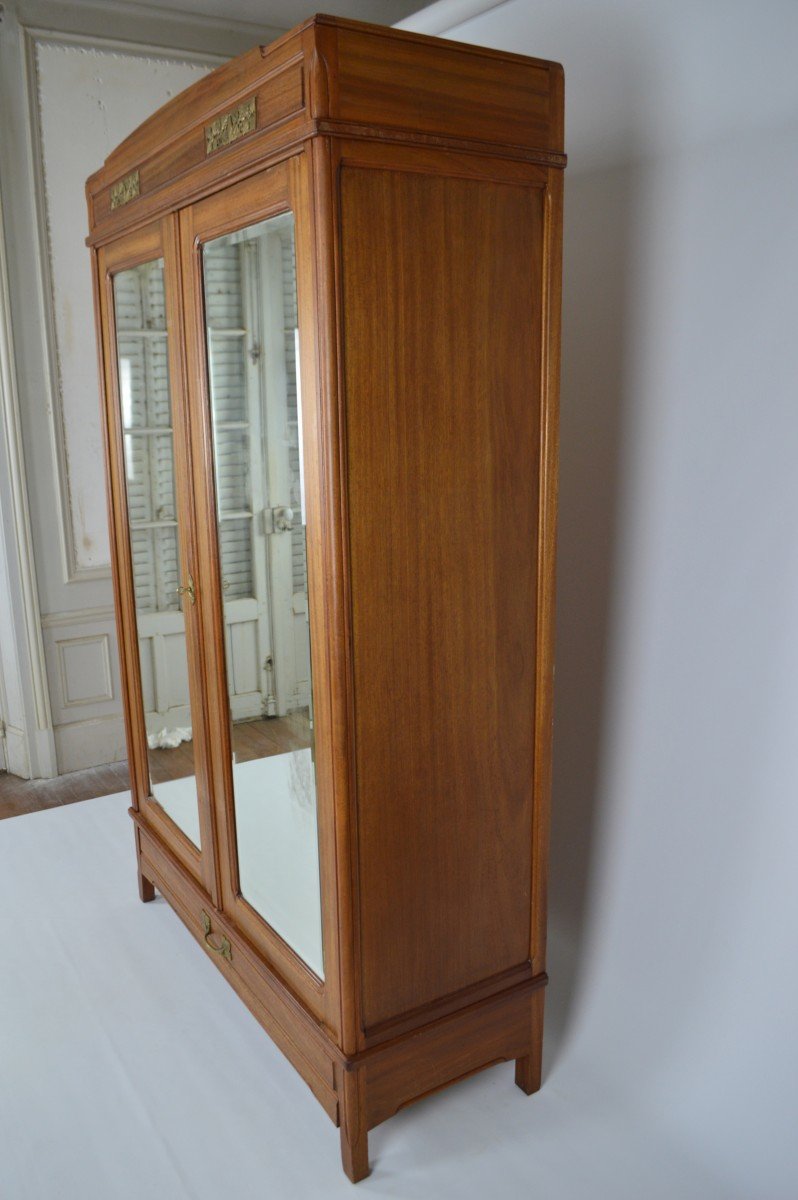 Art Nouveau Wardrobe By Mathieu Gallerey In Mahogany, Clematis Model, Circa 1920-photo-2