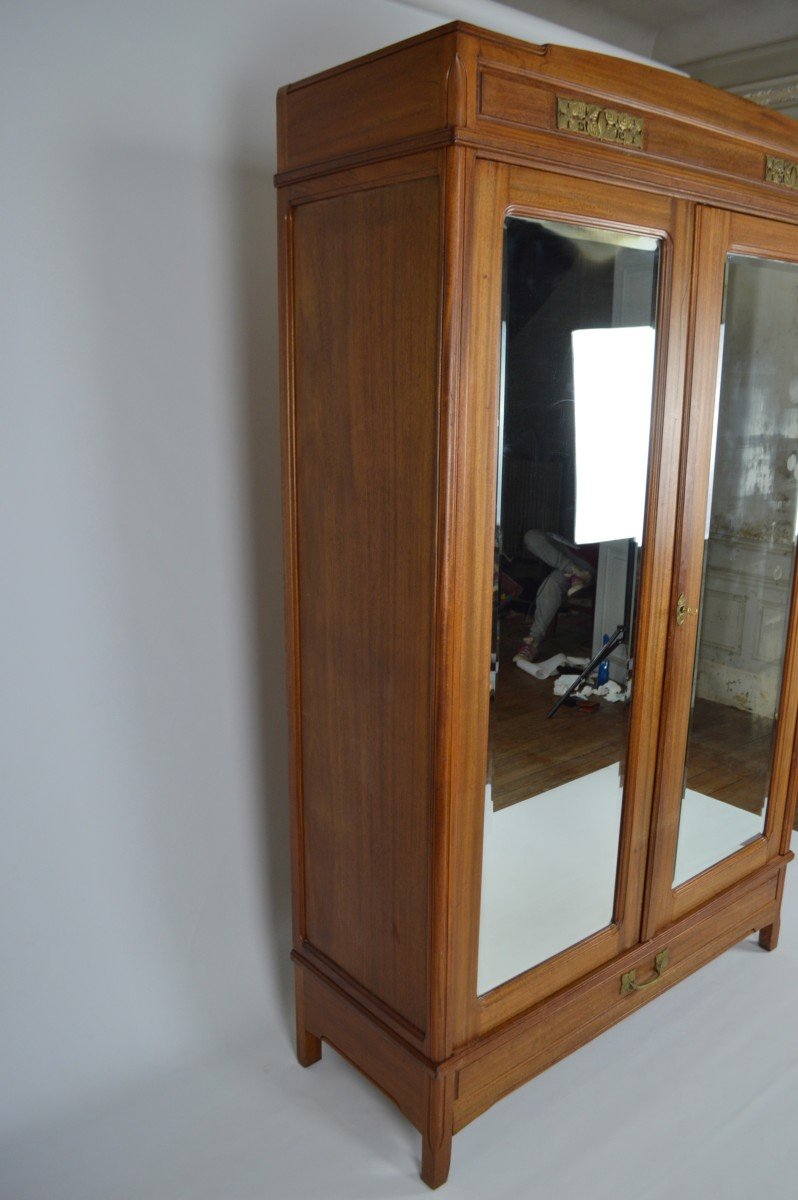 Art Nouveau Wardrobe By Mathieu Gallerey In Mahogany, Clematis Model, Circa 1920-photo-8