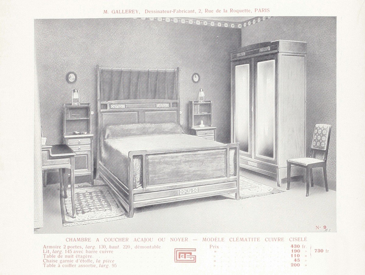 Art Nouveau Bedroom By Mathieu Gallerey In Mahogany, Clematis Model-photo-4