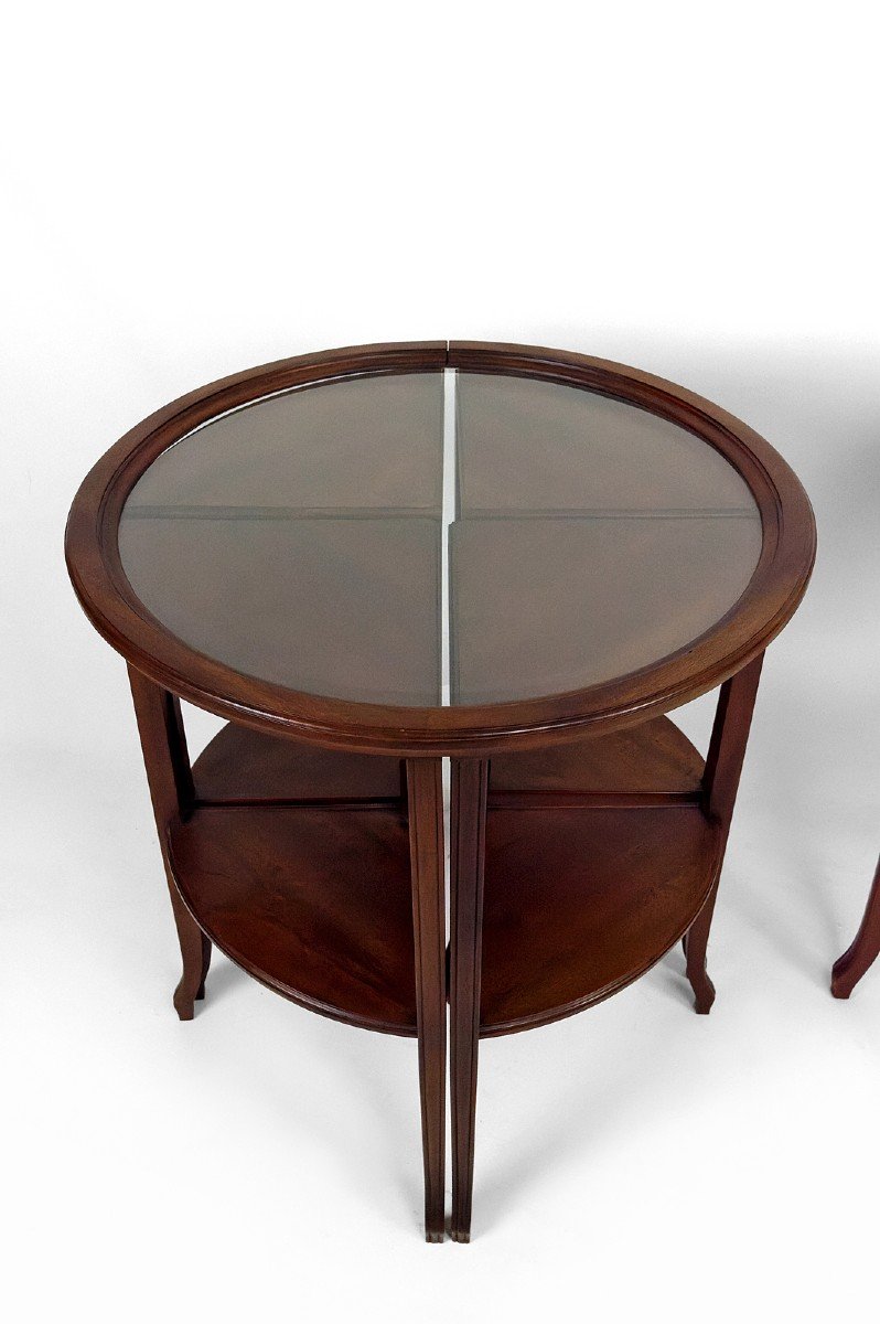 Pedestal Table / Nesting Tables Convertible Into 2 Side Tables, Art Nouveau, France-photo-2