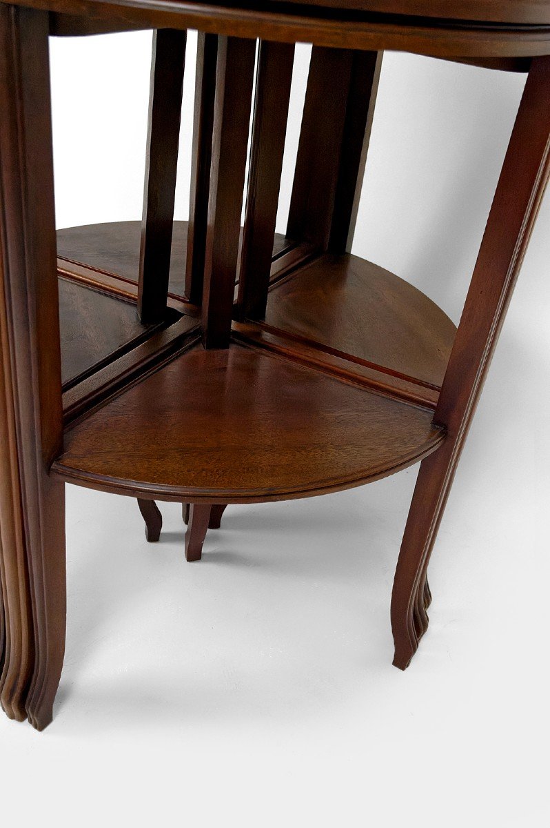 Pedestal Table / Nesting Tables Convertible Into 2 Side Tables, Art Nouveau, France-photo-4