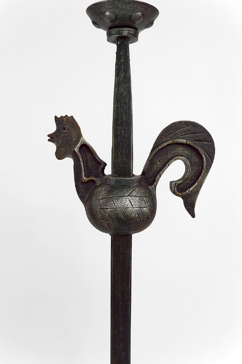 Rooster Floor Lamp In Wrought Iron, Circa 1950-photo-1