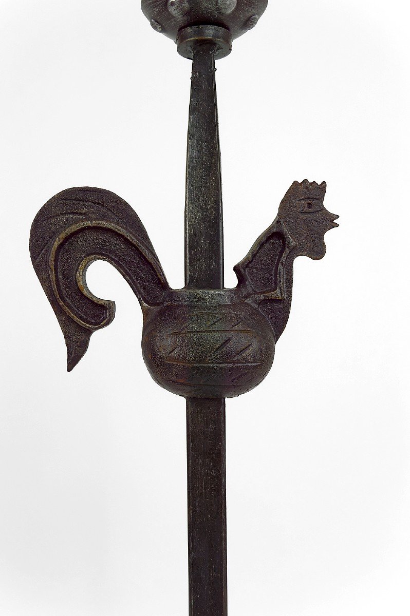 Rooster Floor Lamp In Wrought Iron, Circa 1950-photo-2