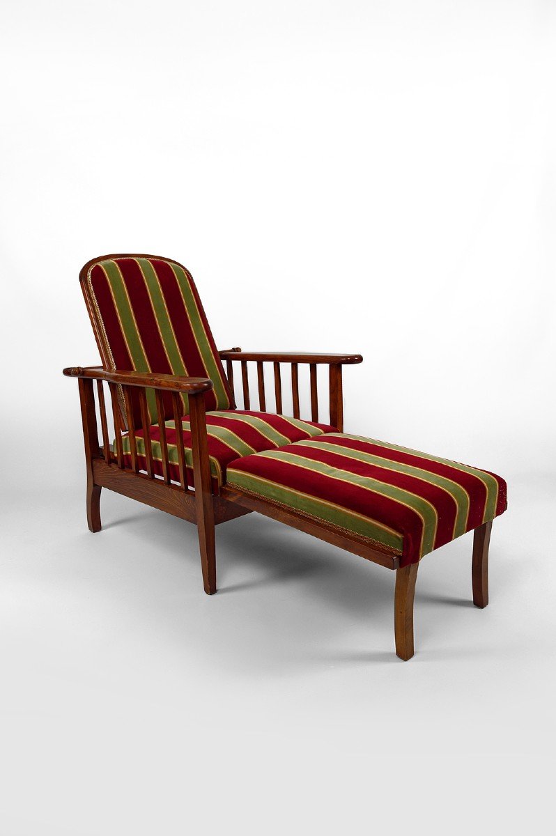 Fauteuil / Chaise Longue Morris, Arts & Crafts, Royaume-uni, Circa 1900-photo-2