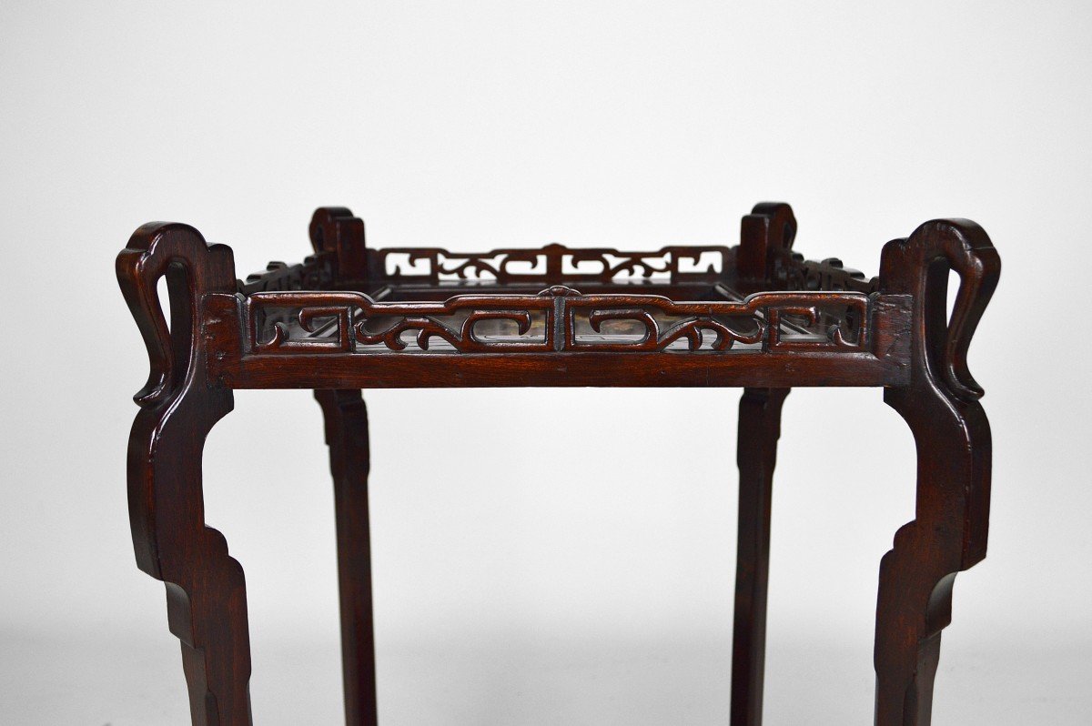 Japanese Pedestal Table In Carved Wood And Lacquered Panels, France, Circa 1880-photo-2