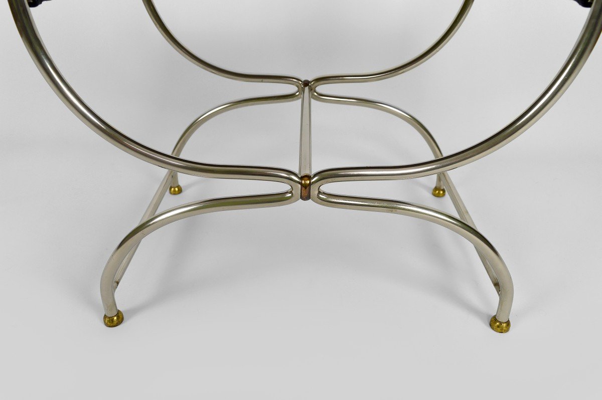 Curule / Stool With Neoclassical Swan Heads, Circa 1960-photo-1