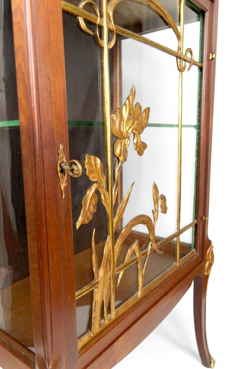 Vitrine Art Nouveau, Bronzes Dorés Sur Un Thème Floral, France, Vers 1900-photo-4