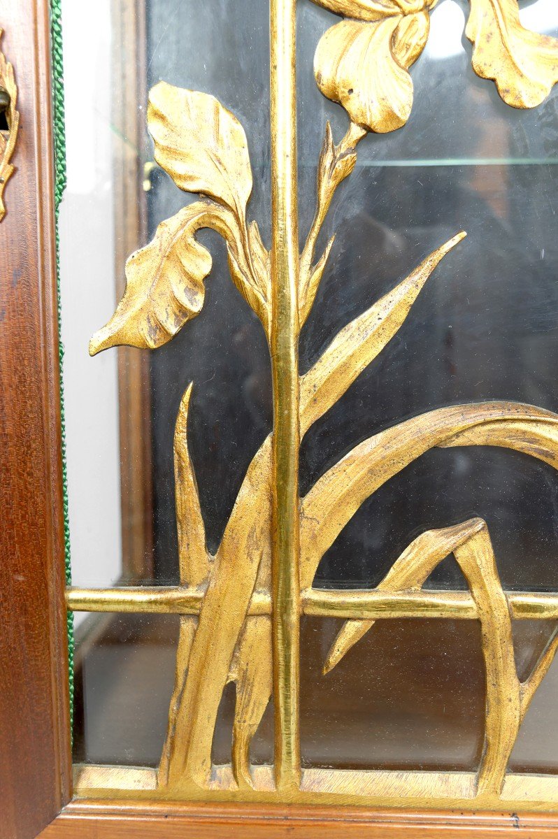 Vitrine Art Nouveau, Bronzes Dorés Sur Un Thème Floral, France, Vers 1900-photo-7