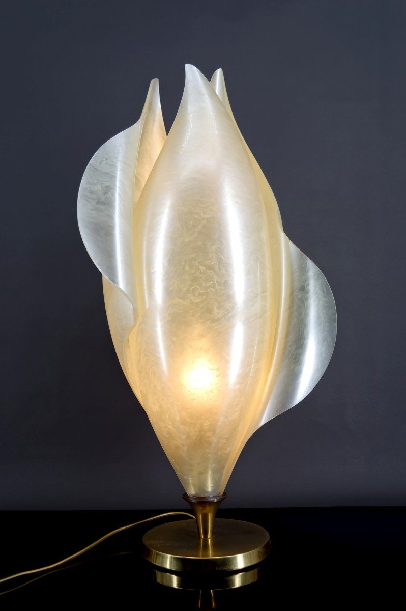 Important Designer Living Room Lamp, By Maison Rougier, Circa 1970-1980-photo-2