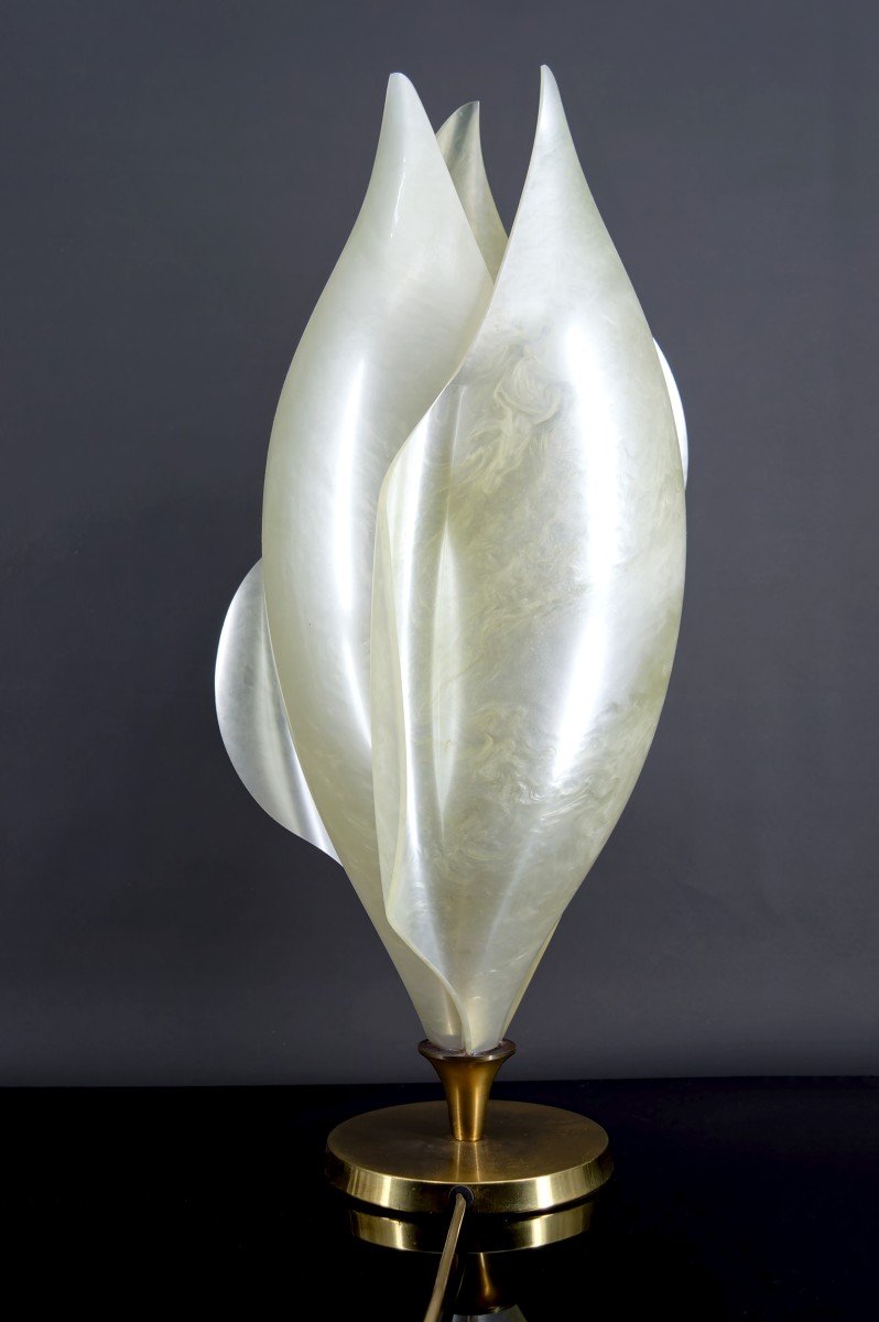 Important Designer Living Room Lamp, By Maison Rougier, Circa 1970-1980-photo-4