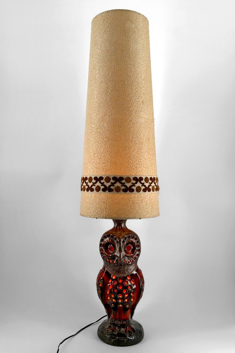 Important Ceramic Owl Lamp / Floor Lamp By Walter Gerhards, Germany, 1960-1970-photo-4