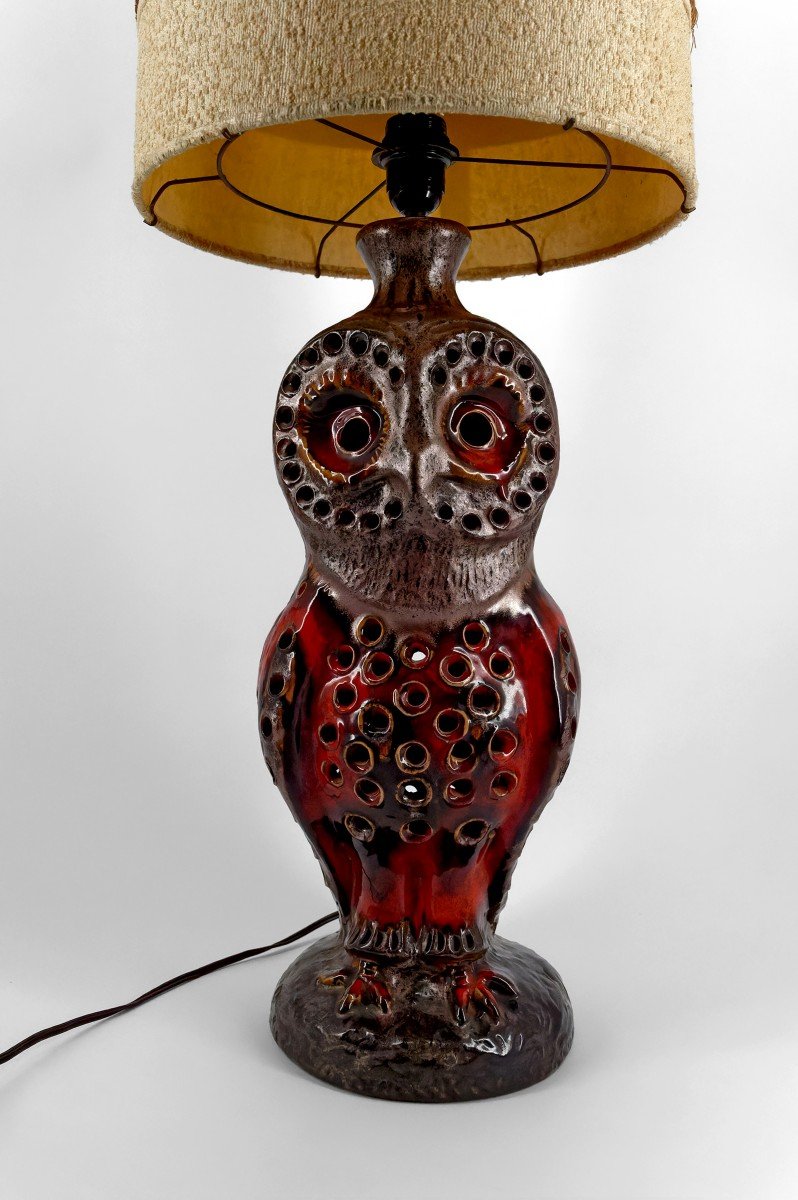 Important Ceramic Owl Lamp / Floor Lamp By Walter Gerhards, Germany, 1960-1970-photo-2