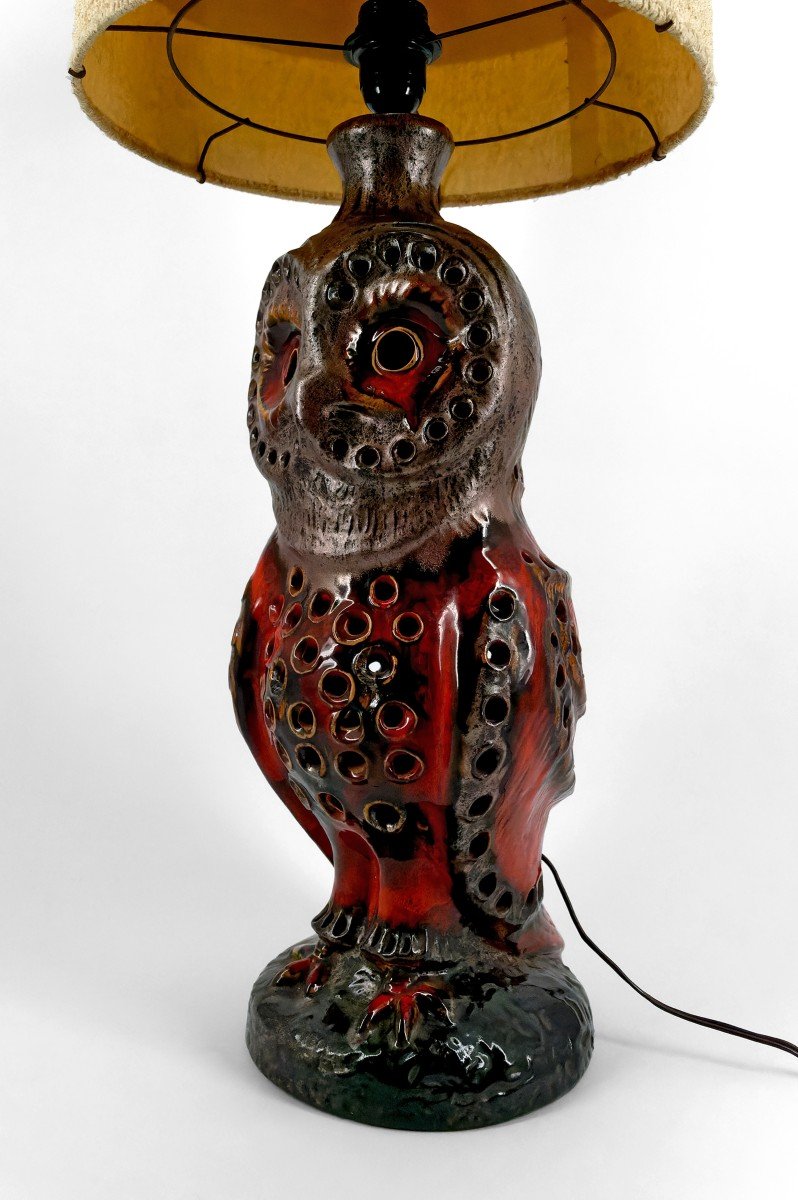 Important Ceramic Owl Lamp / Floor Lamp By Walter Gerhards, Germany, 1960-1970-photo-4