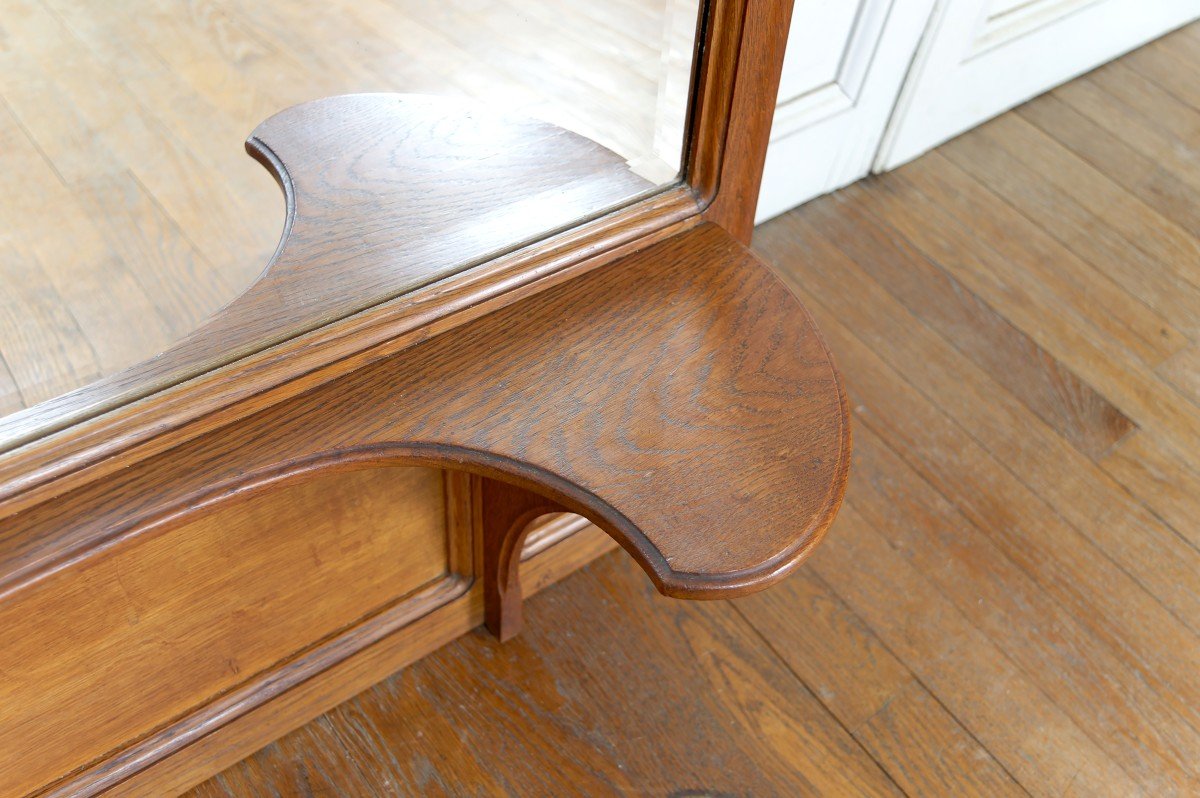 Carved Oak Mirror On The Theme Of The Vine, Gauthier-poinsignon, Art Nouveau, Circa 1910-photo-2