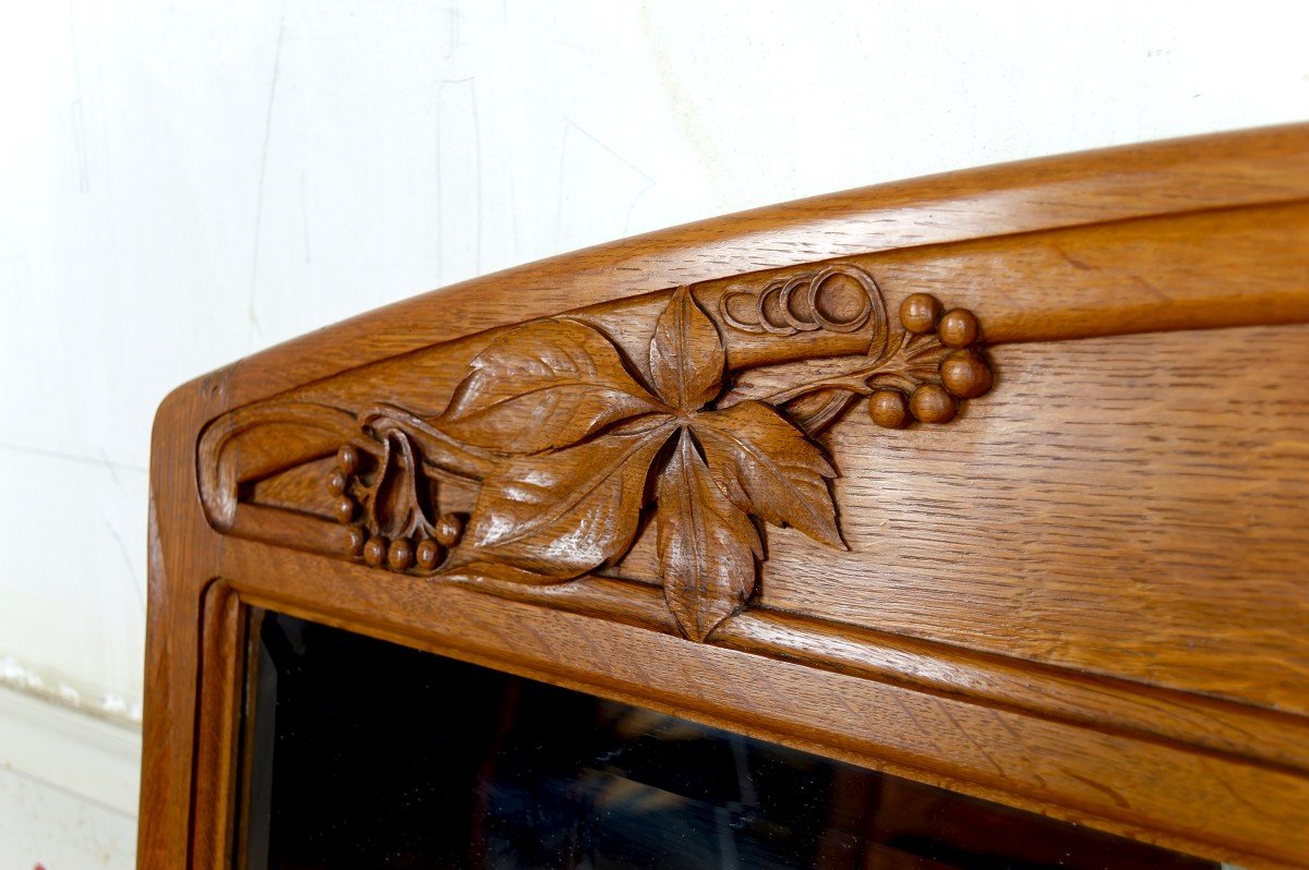 Carved Oak Mirror On The Theme Of The Vine, Gauthier-poinsignon, Art Nouveau, Circa 1910-photo-5