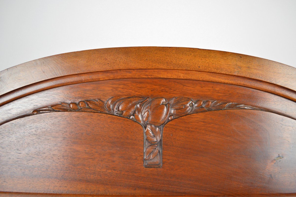 Art Nouveau Carved Walnut Fireplace Mirror/trumeau, Circa 1910-photo-1