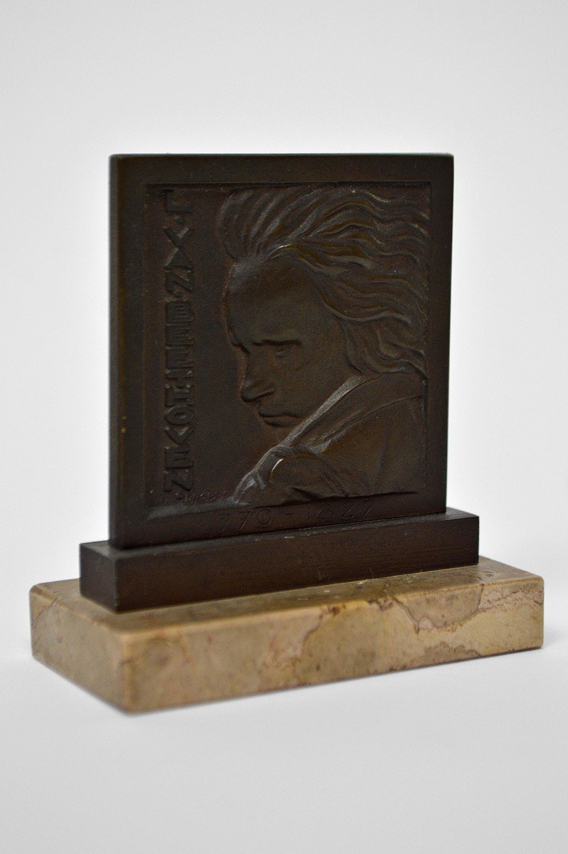 Beethoven Memorial Bronze By Henri Dropsy, France, 1927-photo-2