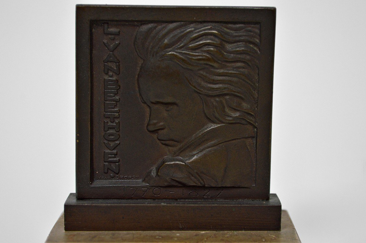 Beethoven Memorial Bronze By Henri Dropsy, France, 1927-photo-1