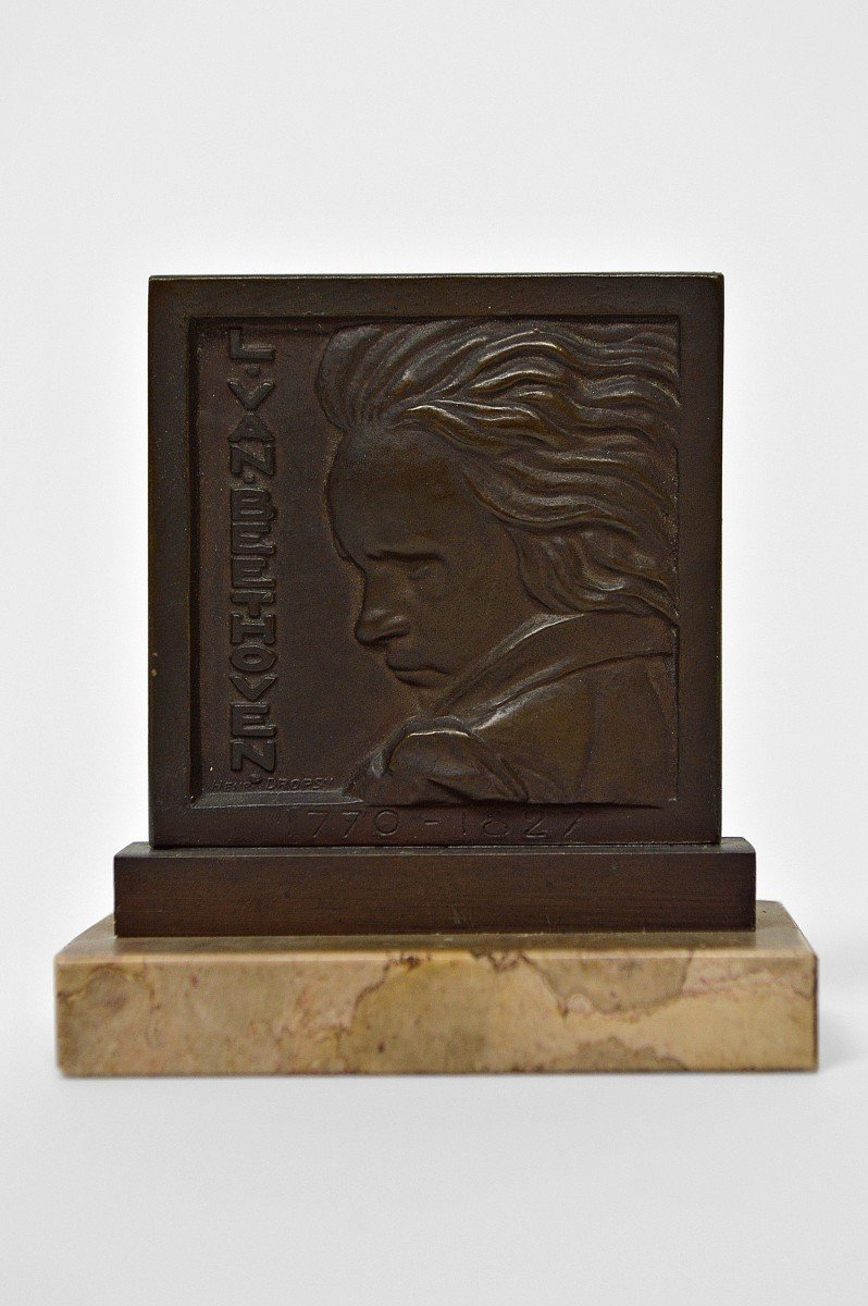 Beethoven Memorial Bronze By Henri Dropsy, France, 1927