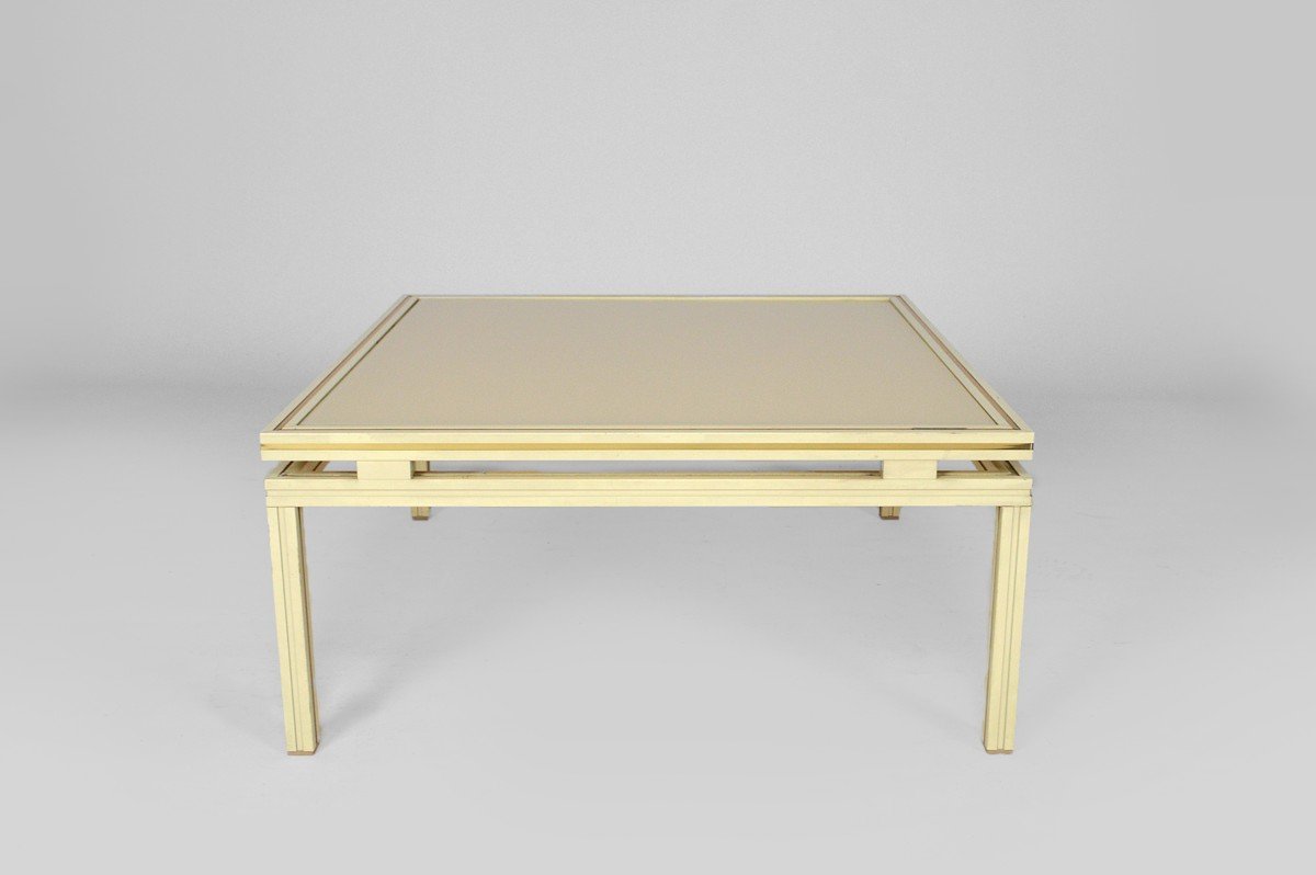 Table Basse Carrée En Aluminium Laqué Par Pierre Vandel, France, Circa 1970-photo-2