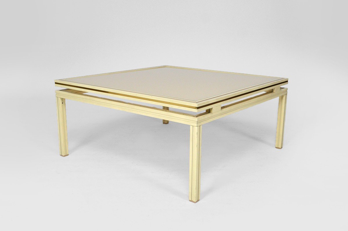 Table Basse Carrée En Aluminium Laqué Par Pierre Vandel, France, Circa 1970