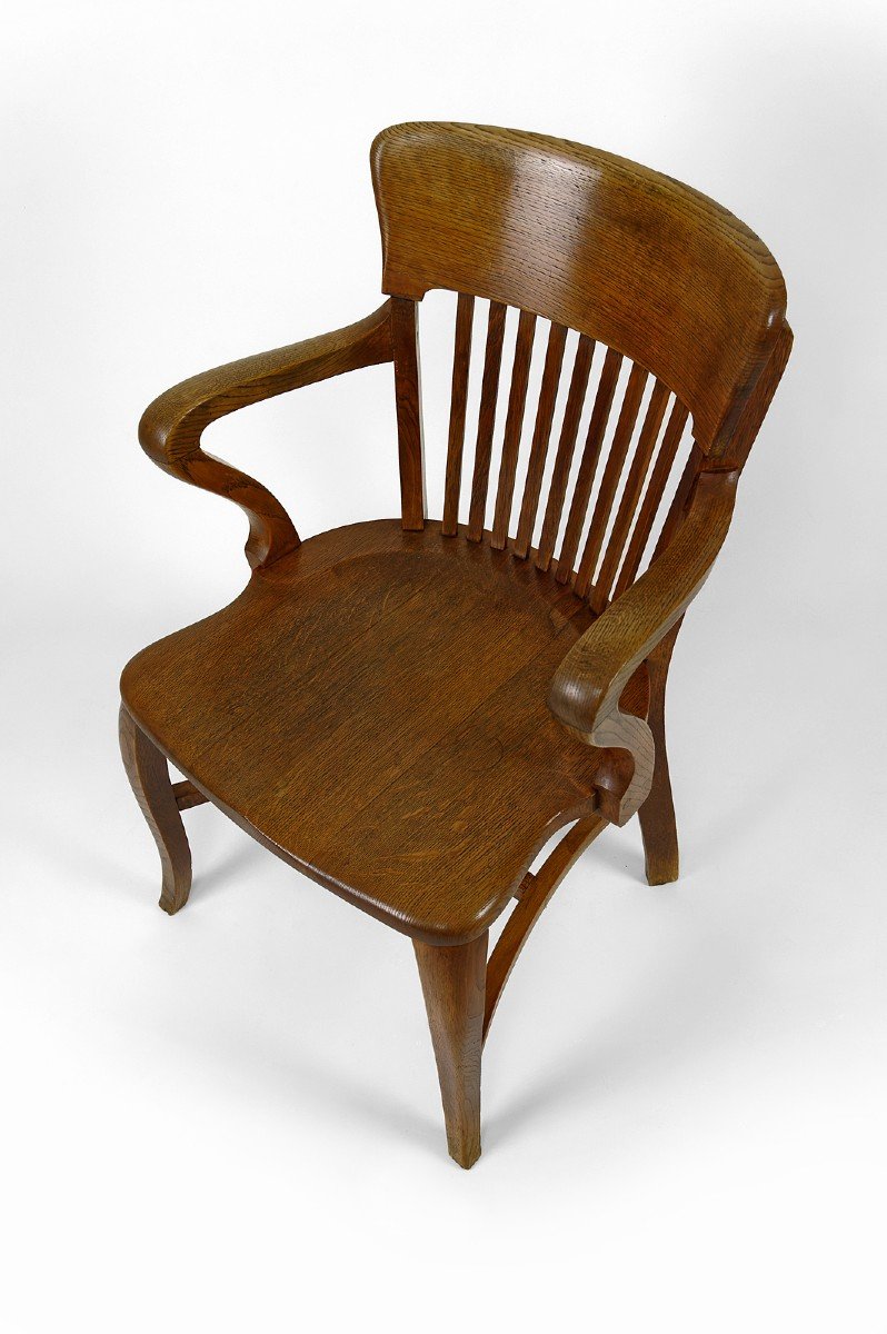 Fauteuil De Bureau Américain En Chêne, Usa, Circa 1900-photo-4